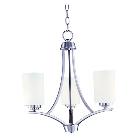 Maxim Three Light Satin Nickel Satin White Glass Up Chandelier 20033SWSN